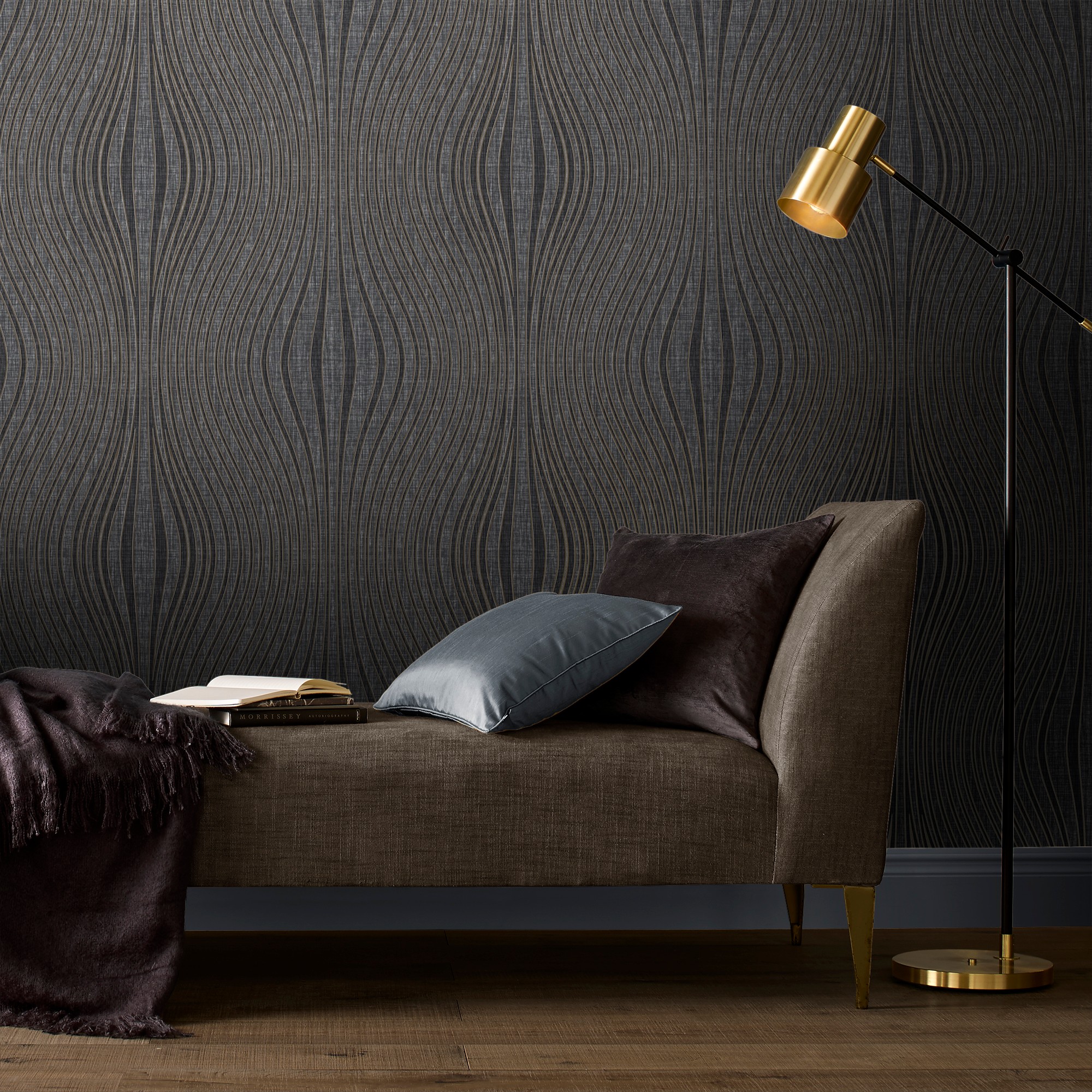 Hourglass Night Wallpaper 105238 By Graham Brown In Grey Black